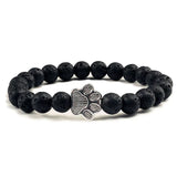 Bracciale in pietra naturale con ciondolo a forma di zampa – Bracciale elastico con perle per uomini e donne