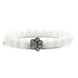 Bracciale in pietra naturale con ciondolo a forma di zampa – Bracciale elastico con perle per uomini e donne