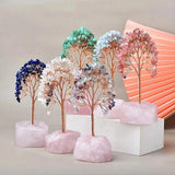 Joie de Vivre – Albero della Vita in Acquamarina e Base in Quarzo Rosa