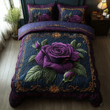 Set di biancheria da letto trapuntato a 3 pezzi - Rosa Viola