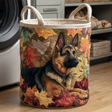 Leaf Pile German Shepherd Laundry Basket