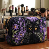 Lucky Charm Cat Quilted Makeup Bag