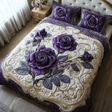 Set di biancheria da letto trapuntato a 3 pezzi - Rosa Viola