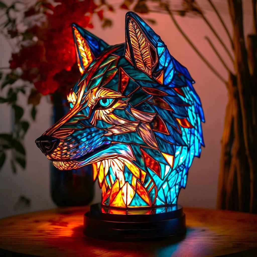 Lampada notturna a LED a forma di animale "Lampada magica di lupo Bo", luce decorativa artigianale CasaBellaItalia