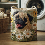 Pug in Daisies Laundry Basket