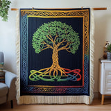 Coperta a motivi dell'albero celtico dell'arcobaleno