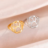 Anello delicato con impronta animale – Anello aperto in acciaio inossidabile con motivo animale