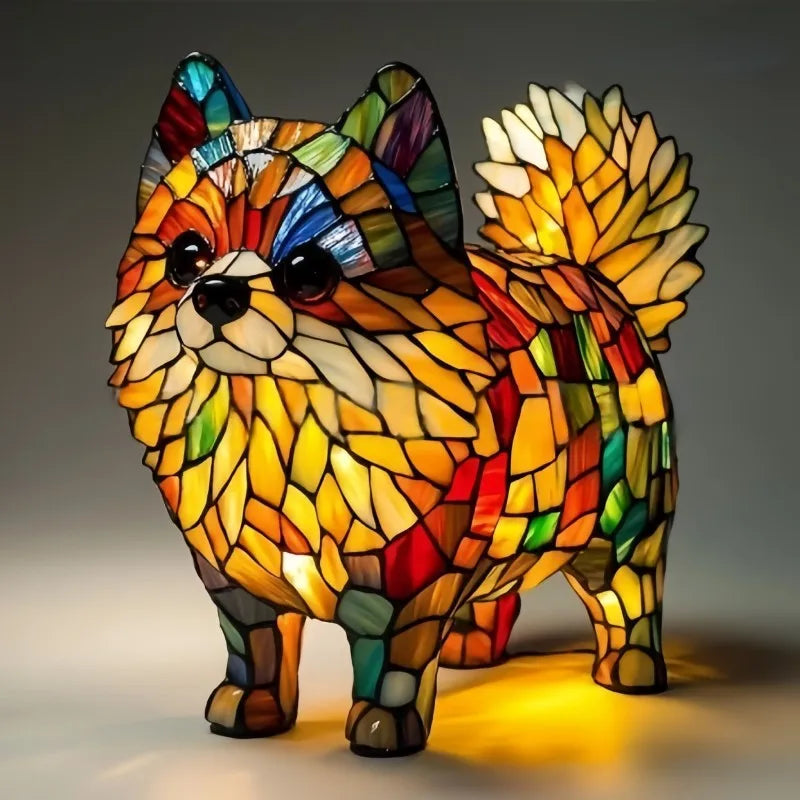 Lampada notturna a LED a forma di animale "Simba | Pomerania Splendore Solare", luce decorativa artigianale CasaBellaItalia