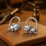 Orecchini di cucciolo che dorme in argento sterling