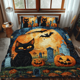 Spooky Halloween Cat 3-Piece Bedding Set