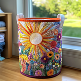 Cesta per la Biancheria Fatta a Mano | Girasole in Fiore