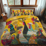 Juego de cama acolchado de 3 piezas - Gallo del Amanecer