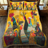 Juego de cama acolchado de 3 piezas - Gallo del Amanecer