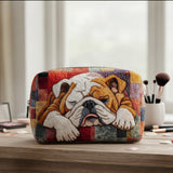 Sweet Bulldog Dreams Quilted Makeup Bag