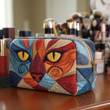 Sweet Little Cat Quilted Makeup Bag