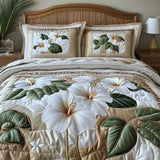 Set di biancheria da letto imbottita a 3 pezzi - Ibisco Bianco