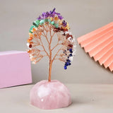 Joie de Vivre – Albero della Vita in Pietre dei 7 Chakra e Quarzo Rosa
