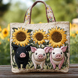 Borsa in Tessuto Trapuntata con Girasole