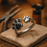 Anello regolabile e creativo con carino motivo di impronta di zampa