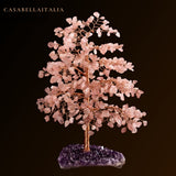 Simbiotico - Albero della Vita in Quarzo Rosa con Geode di Ametista