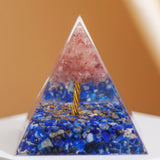 Crescita Spirituale - Piramide Orgonite Albero della Vita in Quarzo Rosa e Lapis Lazuli
