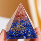 Crescita Spirituale - Piramide Orgonite Albero della Vita in Quarzo Rosa e Lapis Lazuli