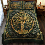 Golden Celtic Tree Of Life 3-Piece Bedding Set
