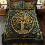 Golden Celtic Tree Of Life 3-Piece Bedding Set