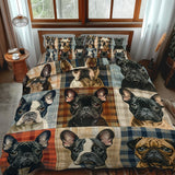 Plaid French Bulldog 3-Piece Bedding Set