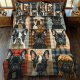 Plaid French Bulldog 3-Piece Bedding Set