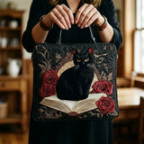 Borsa in Tela Ricamata – Gatto Nero sui Libri
