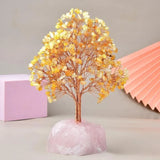 Joie de Vivre – Albero della Vita in Citrino e Base in Quarzo Rosa