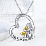 Collana della Fortuna con Motivo di Cuore e Cane – Collana in Argento Sterling con Zirconia