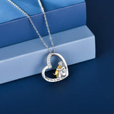 Collana della Fortuna con Motivo di Cuore e Cane – Collana in Argento Sterling con Zirconia