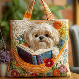 Borsa Artigianale “Shih Tzu con Libro e Fiori”