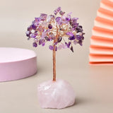 Joie de Vivre – Albero della Vita in Amatista con Base in Quarzo Rosa