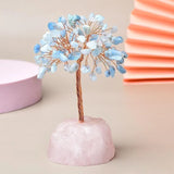 Joie de Vivre – Albero della Vita in Acquamarina e Base in Quarzo Rosa
