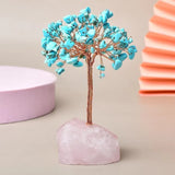 Joie de Vivre – Albero della Vita in Turchese e Base in Quarzo Rosa
