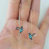 Orecchini a forma di colibrì in smalto e zirconia