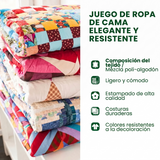 Juego de cama acolchado de 3 piezas - Viaje Vintage