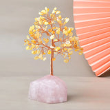 Joie de Vivre – Albero della Vita in Citrino e Base in Quarzo Rosa