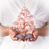 Serenità - Albero della Vita a Forma di Abete in Quarzo Rosa