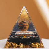Stabilità - Piramide Orgonite Albero della Vita in Occhio di Tigre e Obsidiana