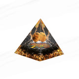 Stabilità - Piramide Orgonite Albero della Vita in Occhio di Tigre e Obsidiana