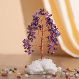 Sublime - Albero della Vita a Forma di Abete in Amatista e Quarzo Trasparente