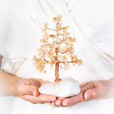 Sublime - Albero della Vita a Forma di Abete in Citrino e Quarzo Trasparente