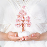 Sublime - Albero della Vita a Forma di Abete in Quarzo Rosa e Quarzo Trasparente