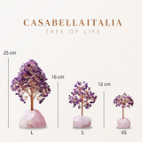 Joie de Vivre – Albero della Vita in Amatista con Base in Quarzo Rosa