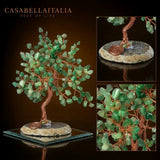 Ascensione - Albero della Vita in Avventurina Verde e base in Agata