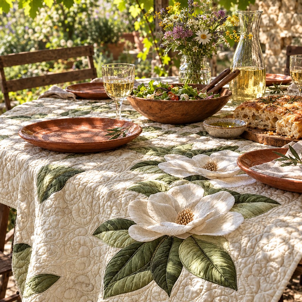 Tovaglia Grazia nei Fiori per un pranzo sotto il pergolato